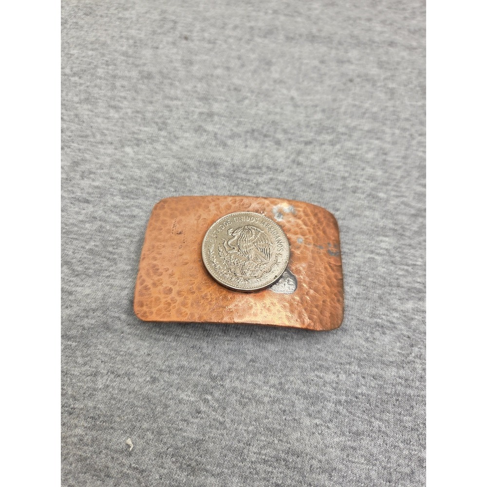 Rare Handmade Hammered Red Copper Mexican Centavos Coin Vintage Belt Buckle